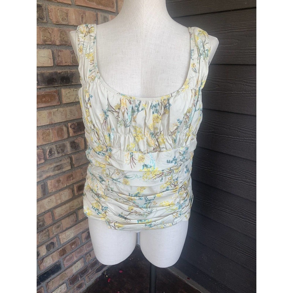 Antonio Melani floral Ruched cropped tank size 12 NWT MSRP $119